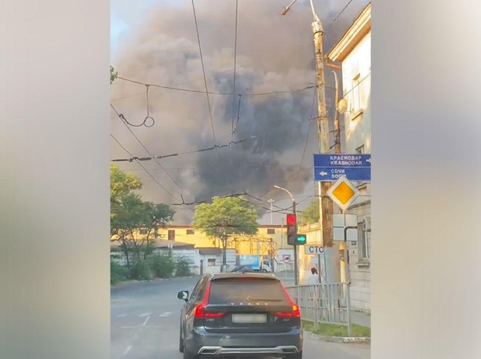 Ukrainian Drones Strike Russia’s Novorossiysk Grain Ports, Hit Naval Base
